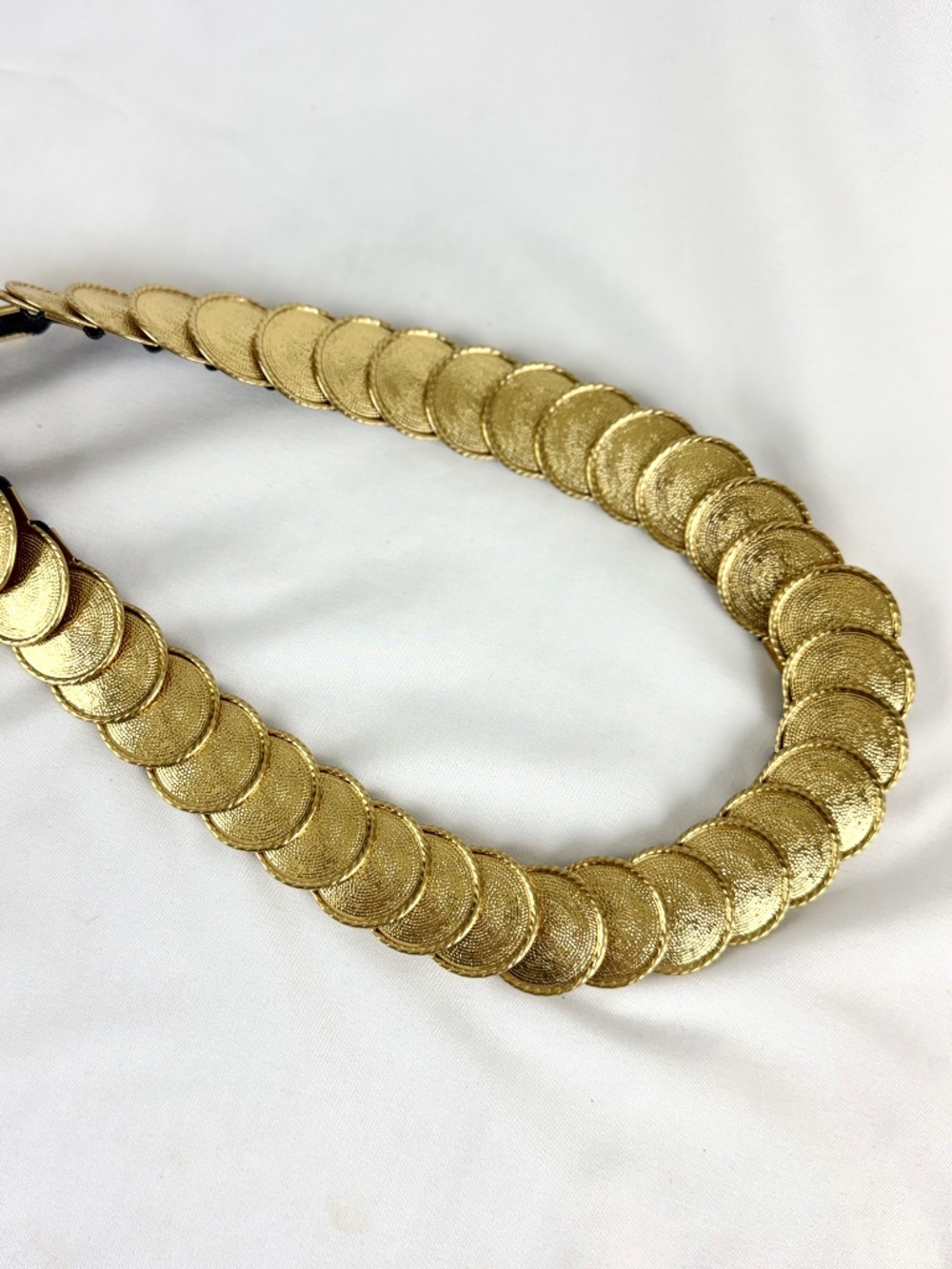 Vintage 1980s Gold Disk Belt 28-32 inch Streachy Bling Greek Goddess Excellent